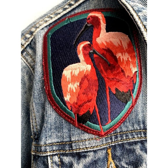 Aritzia Sunday Best Women's Cotton Denim Button Up Embroidery Trucker Jacket S - Picture 1 of 16